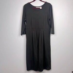 Ella Simone solid black petite large side zip classic dress